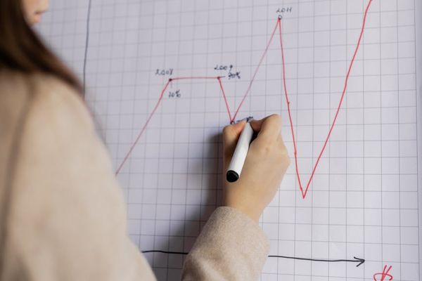 Corporate strategy meeting with detailed financial forecasting models and business projections